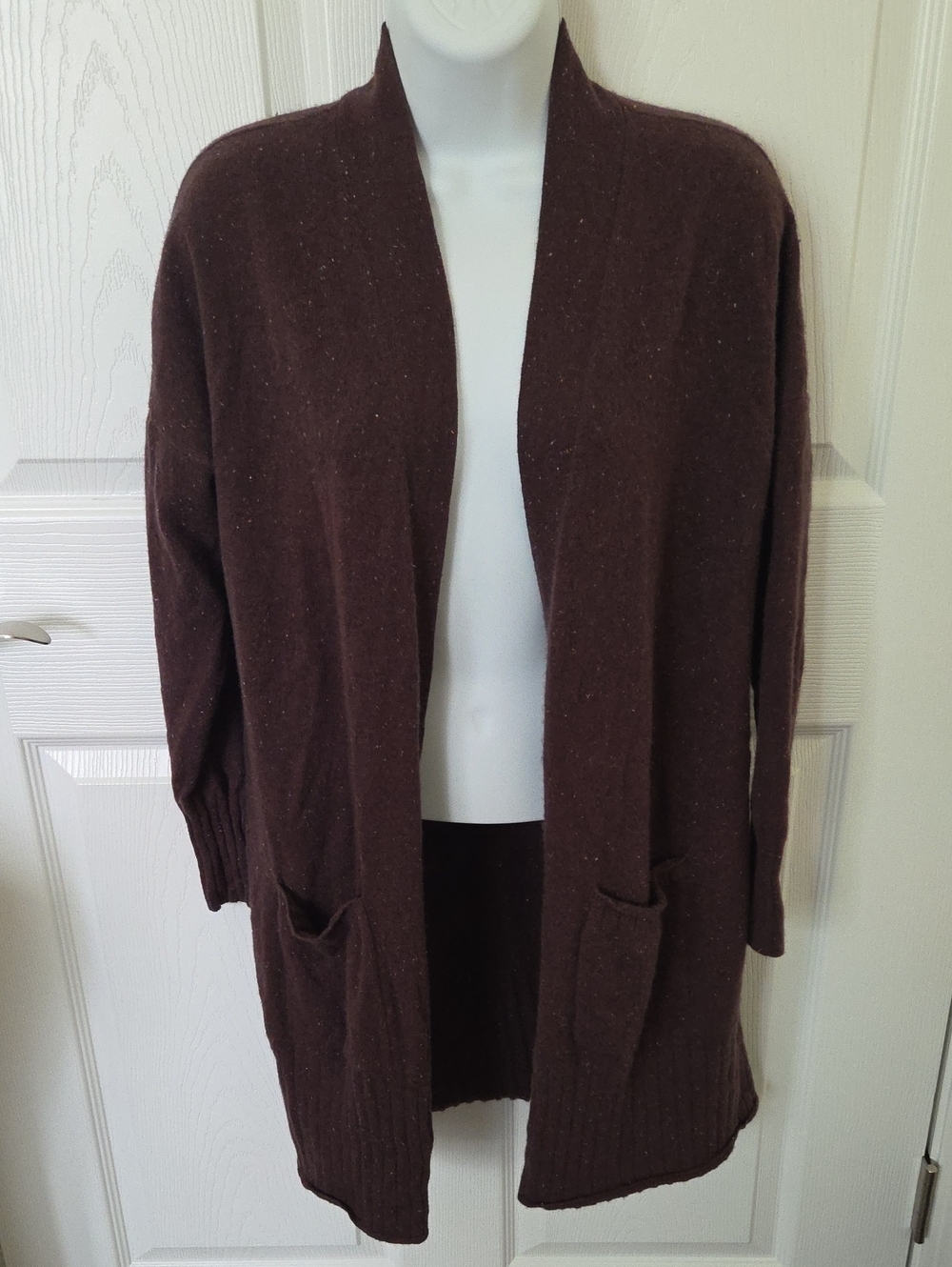Garnet Hill Eggplant Cashmere Cardigan  S